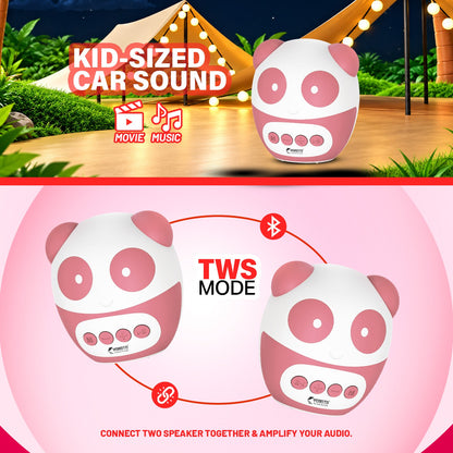 12W Wireless Bluetooth Kids Speaker | 4 Hours Playtime & Kid-Sized Panda Sound | Soroo YO-382 – Sky Blue/Pink/Black