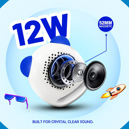 12W Wireless Bluetooth Kids Speaker | 4 Hours Playtime & Kid-Sized Panda Sound | Soroo YO-382 – Sky Blue/Pink/Black