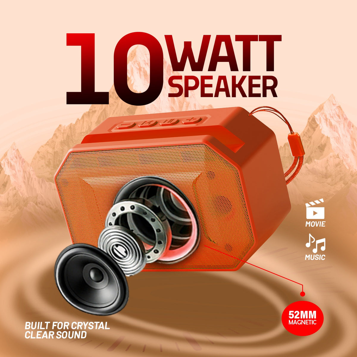 10W Wireless Bluetooth Portable Speaker | 6 Hours Playtime & TWS Mode | Soroo YO-388 – Sky Blue/Yellow/Orange/Grey