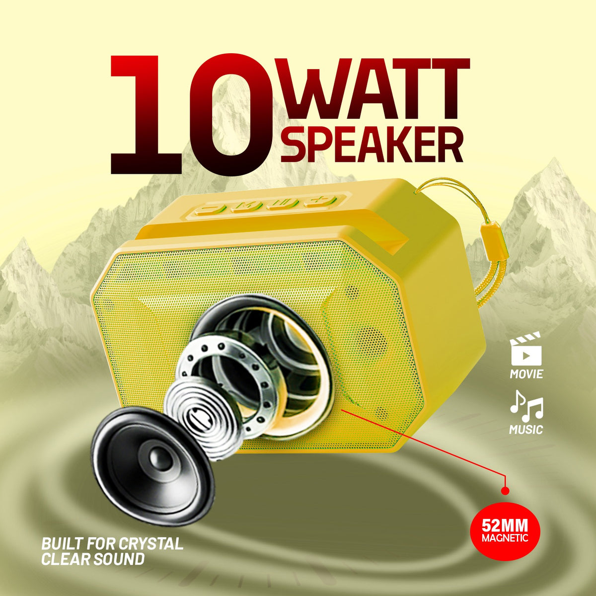 10W Wireless Bluetooth Portable Speaker | 6 Hours Playtime & TWS Mode | Soroo YO-388 – Sky Blue/Yellow/Orange/Grey