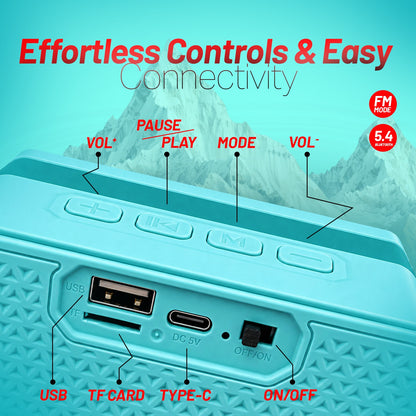 10W Wireless Bluetooth Portable Speaker | 6 Hours Playtime & TWS Mode | Soroo YO-388 – Sky Blue/Yellow/Orange/Grey