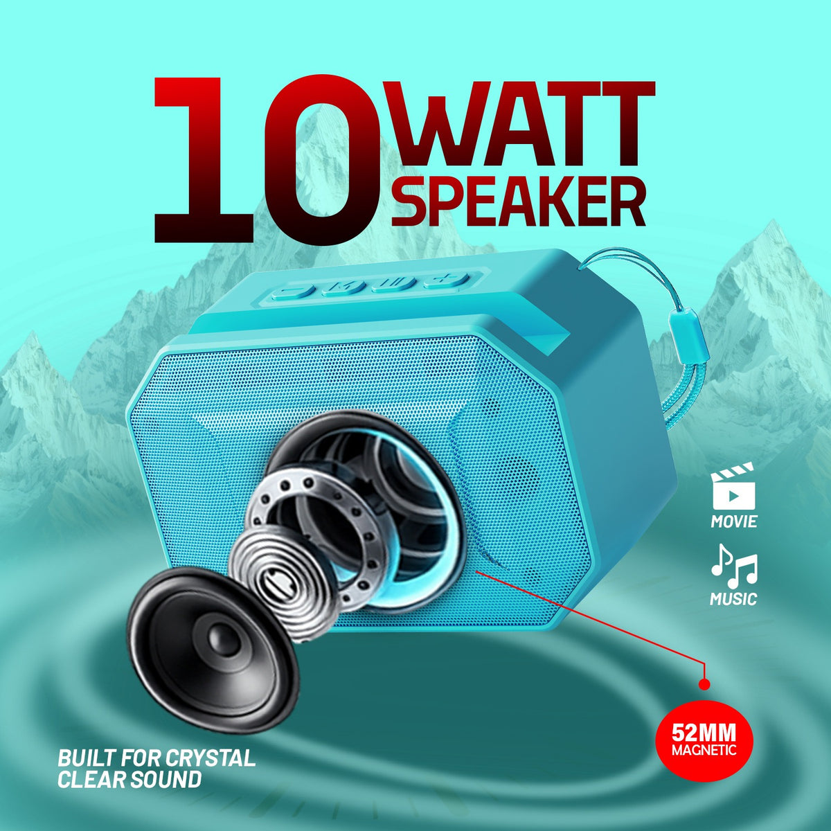 10W Wireless Bluetooth Portable Speaker | 6 Hours Playtime & TWS Mode | Soroo YO-388 – Sky Blue/Yellow/Orange/Grey