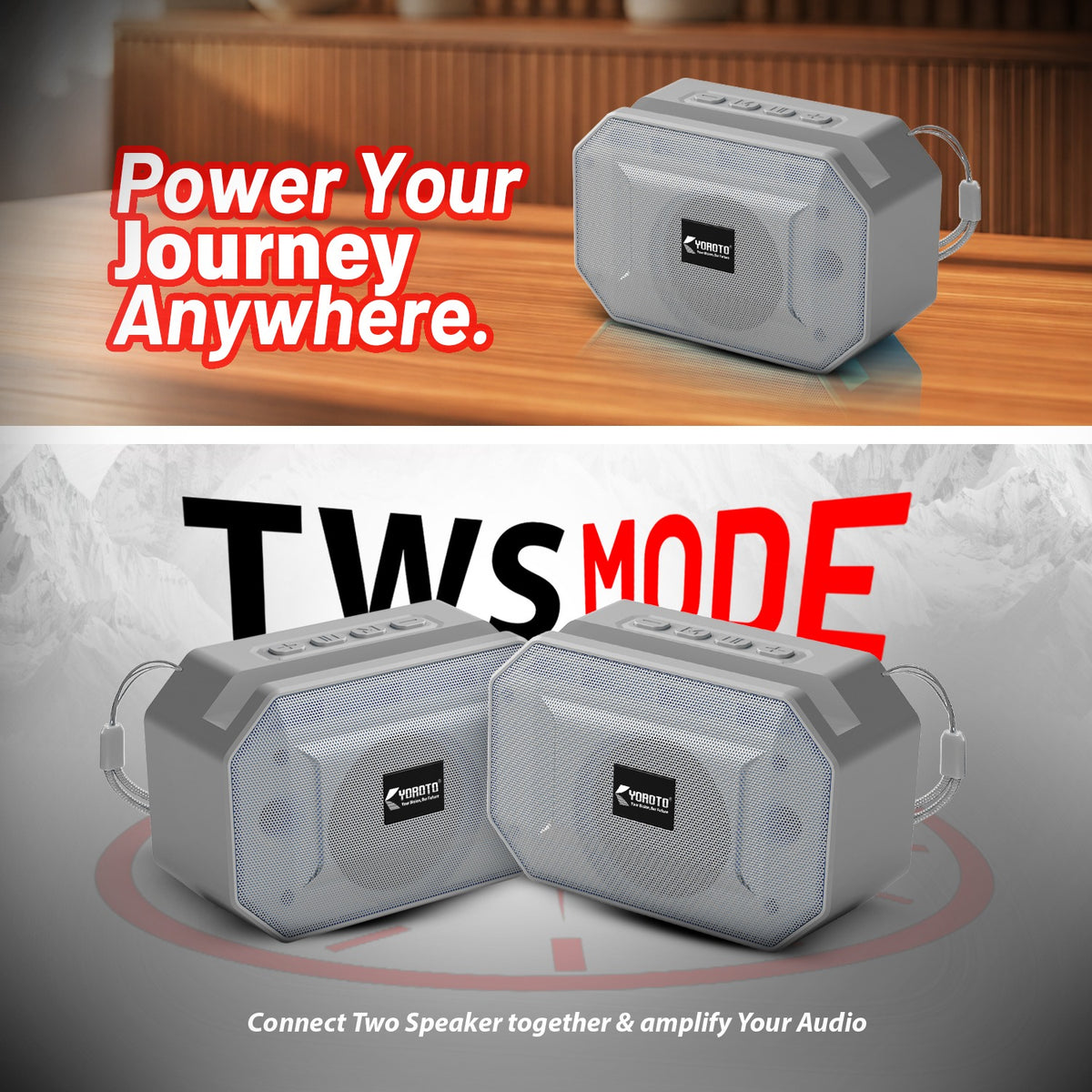 10W Wireless Bluetooth Portable Speaker | 6 Hours Playtime & TWS Mode | Soroo YO-388 – Sky Blue/Yellow/Orange/Grey
