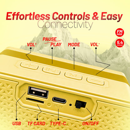 10W Wireless Bluetooth Portable Speaker | 6 Hours Playtime & TWS Mode | Soroo YO-388 – Sky Blue/Yellow/Orange/Grey