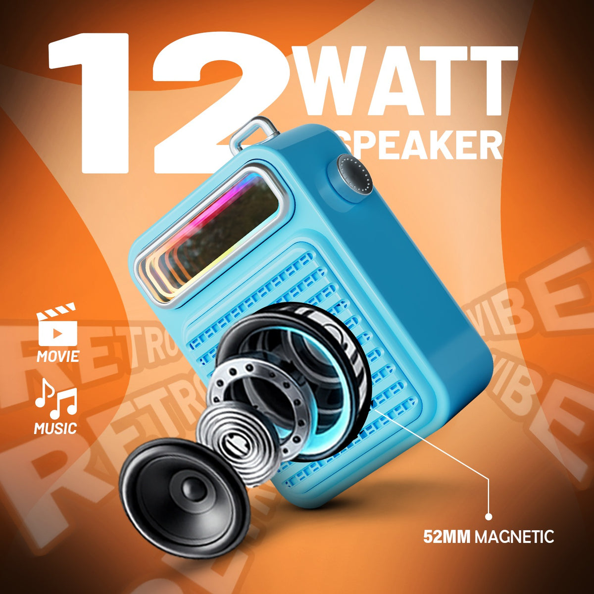 12W Wireless Bluetooth Portable Speaker | 6 Hours Playtime & TWS Mode | Soroo YO-443 – Sky Blue/Black/Beige