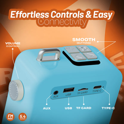 12W Wireless Bluetooth Portable Speaker | 6 Hours Playtime & TWS Mode | Soroo YO-443 – Sky Blue/Black/Beige