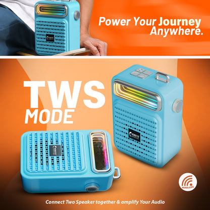 12W Wireless Bluetooth Portable Speaker | 6 Hours Playtime & TWS Mode | Soroo YO-443 – Sky Blue/Black/Beige