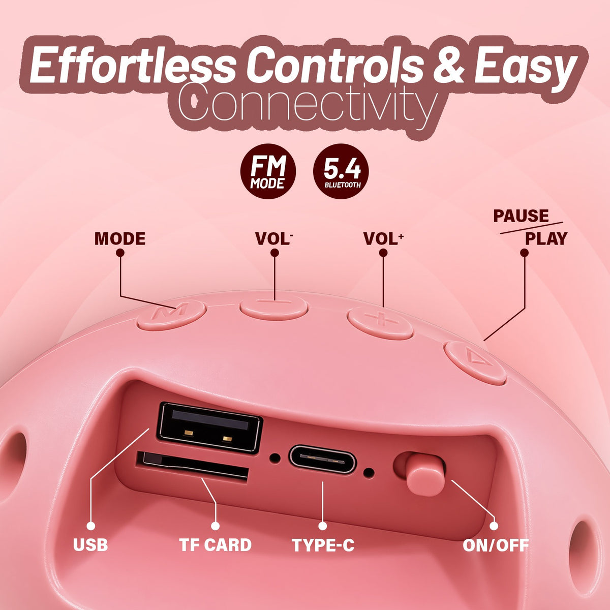 12W Wireless Bluetooth Portable Speaker | 6 Hours Playtime, Kid-Sized Sound & TWS | Soroo YO-445 – Pink/Black/Grey/Sky Blue