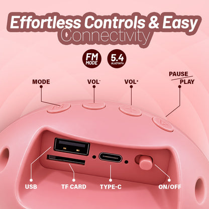 12W Wireless Bluetooth Portable Speaker | 6 Hours Playtime, Kid-Sized Sound & TWS | Soroo YO-445 – Pink/Black/Grey/Sky Blue