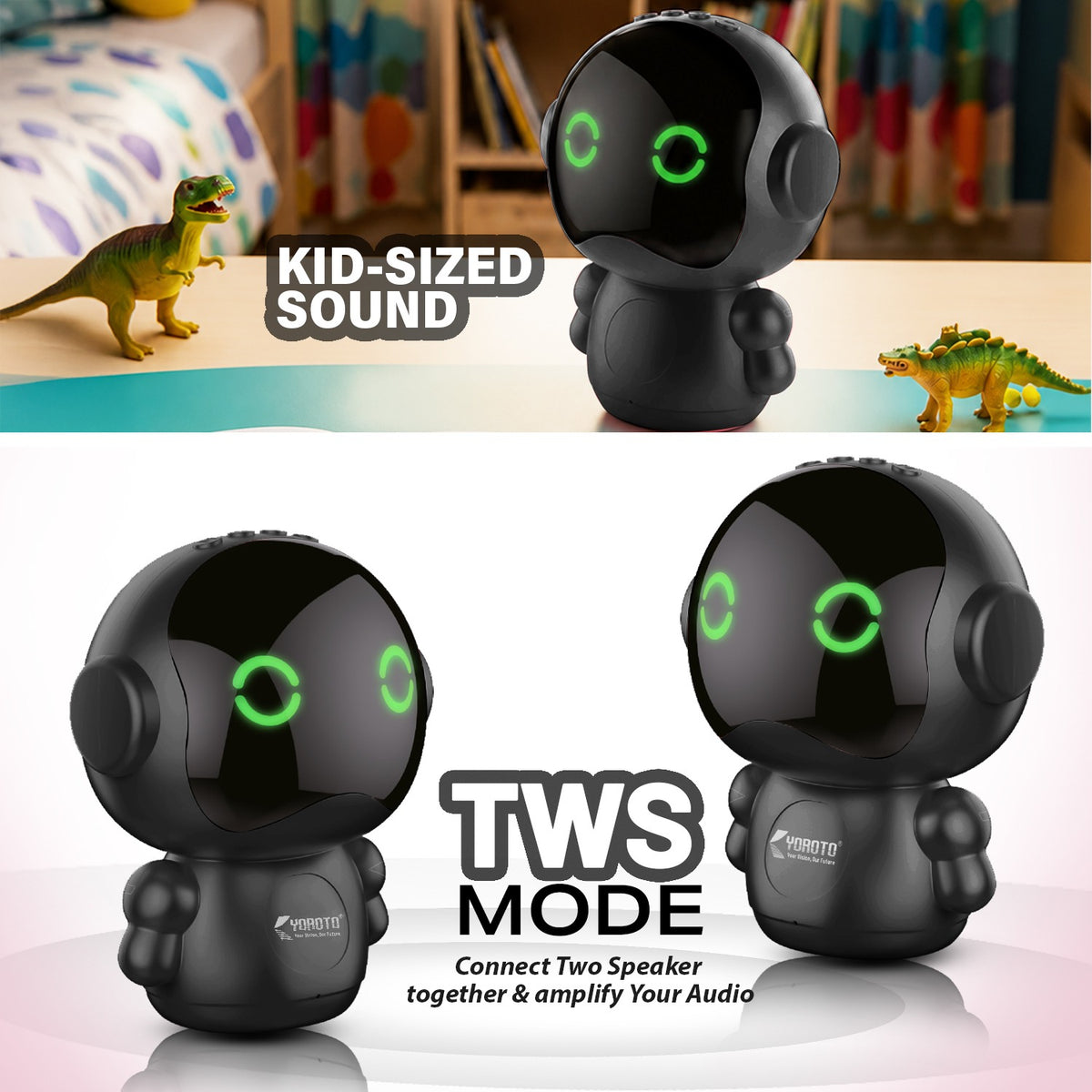 12W Wireless Bluetooth Portable Speaker | 6 Hours Playtime, Kid-Sized Sound & TWS | Soroo YO-445 – Pink/Black/Grey/Sky Blue