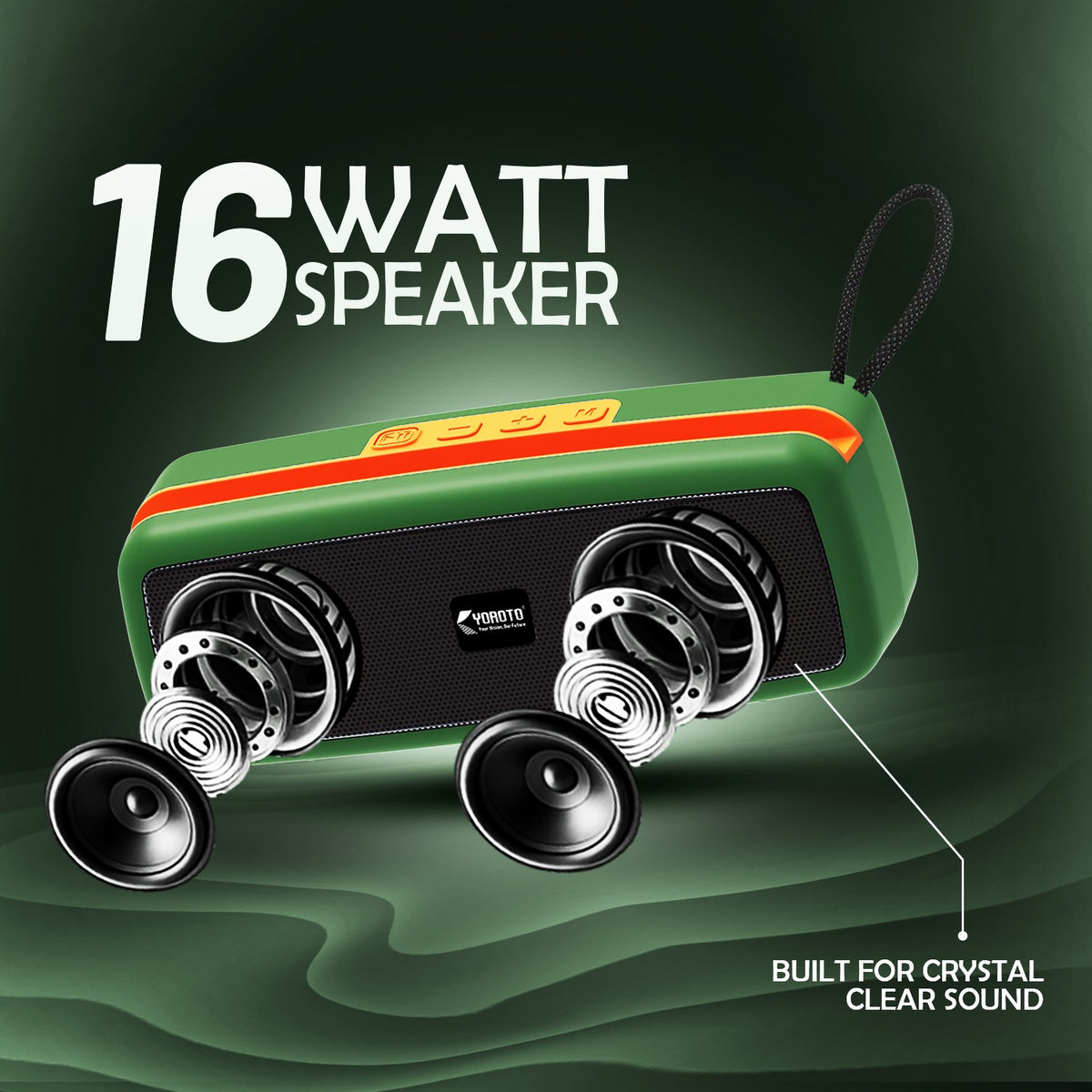 16W Wireless Bluetooth Portable Speaker | 6 Hours Playtime, TWS & FM Mode | Soroo YO-452 – Blue/Red/Green/Black