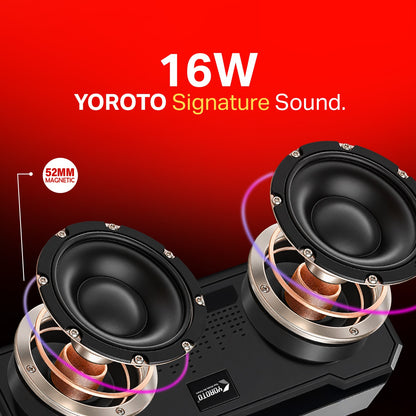 16W Wireless Bluetooth Portable Speaker | 6 Hours Playback, TWS Double Sound, FM & Bluetooth 5.4 | Soroo YO-463 – Red/Yellow/Sky Blue/Green