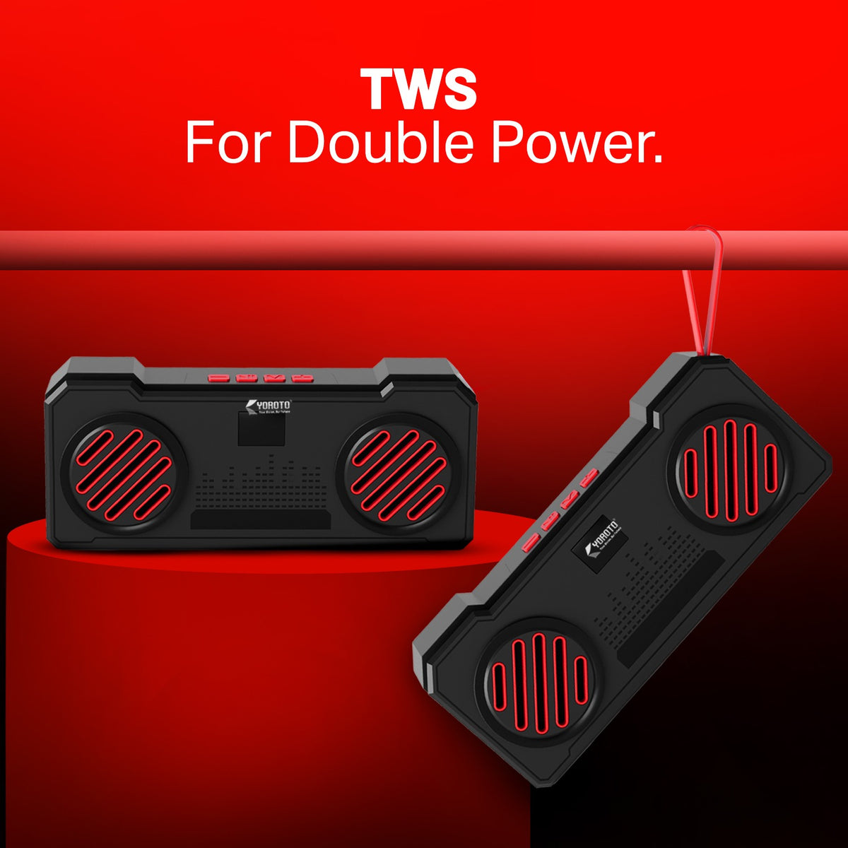 16W Wireless Bluetooth Portable Speaker | 6 Hours Playback, TWS Double Sound, FM & Bluetooth 5.4 | Soroo YO-463 – Red/Yellow/Sky Blue/Green