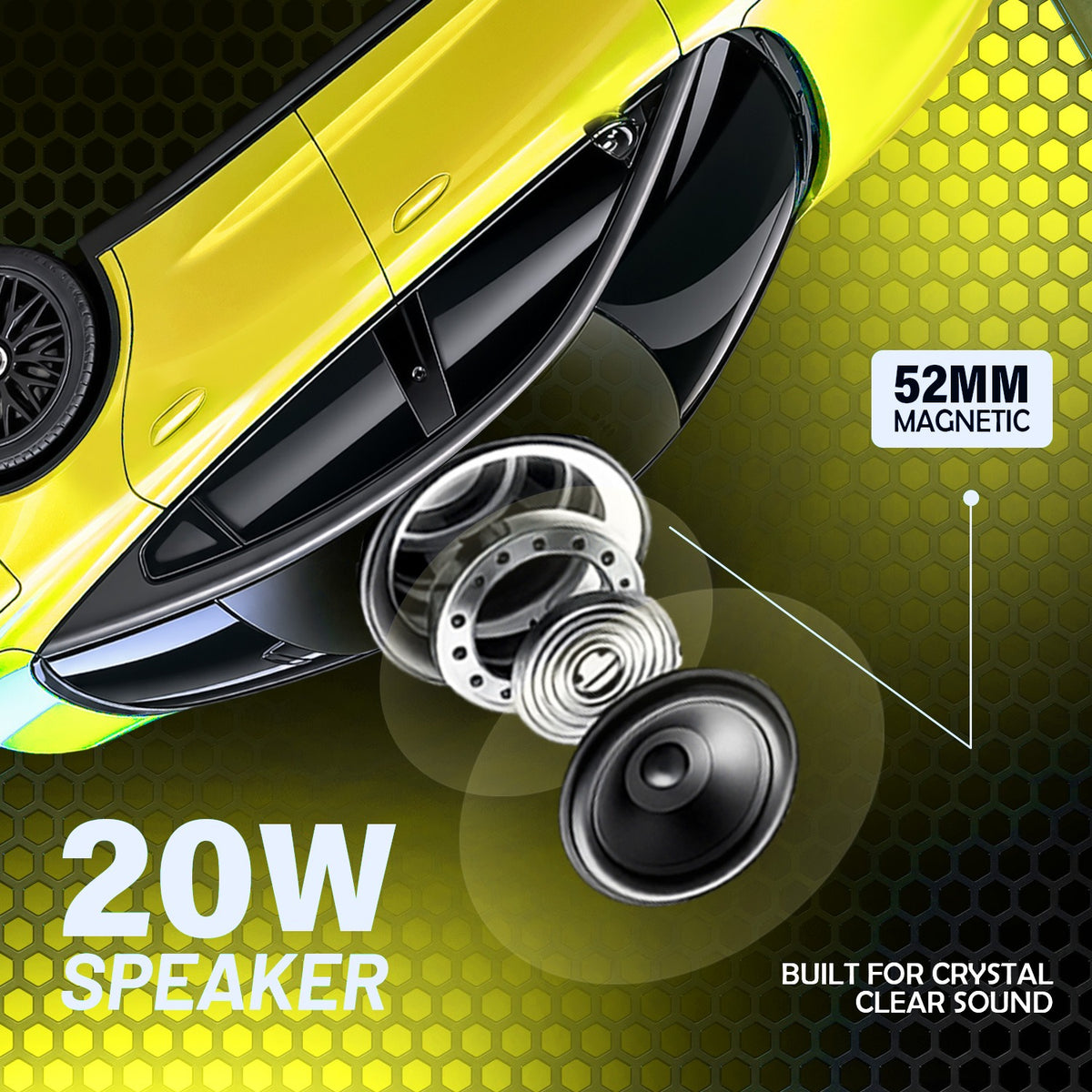 20W Wireless Bluetooth Kids Speaker | 6 Hours Playtime, Kid-Sized Car Sound & Toy Design | Soroo YO-470 – Blue/Yellow/Green/Black
