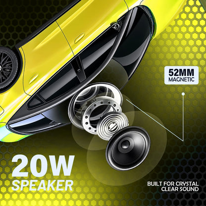 20W Wireless Bluetooth Kids Speaker | 6 Hours Playtime, Kid-Sized Car Sound & Toy Design | Soroo YO-470 – Blue/Yellow/Green/Black