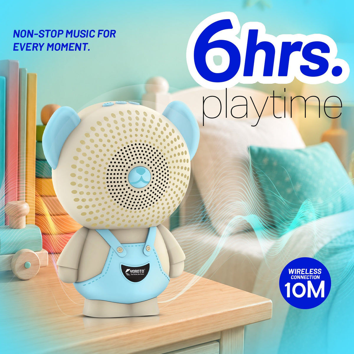 12W Wireless Bluetooth Kids Speaker | 6 Hours Playtime & Kid-Sized Car Sound | Soroo YO-471 – Sky Blue/Pink/Green/Black