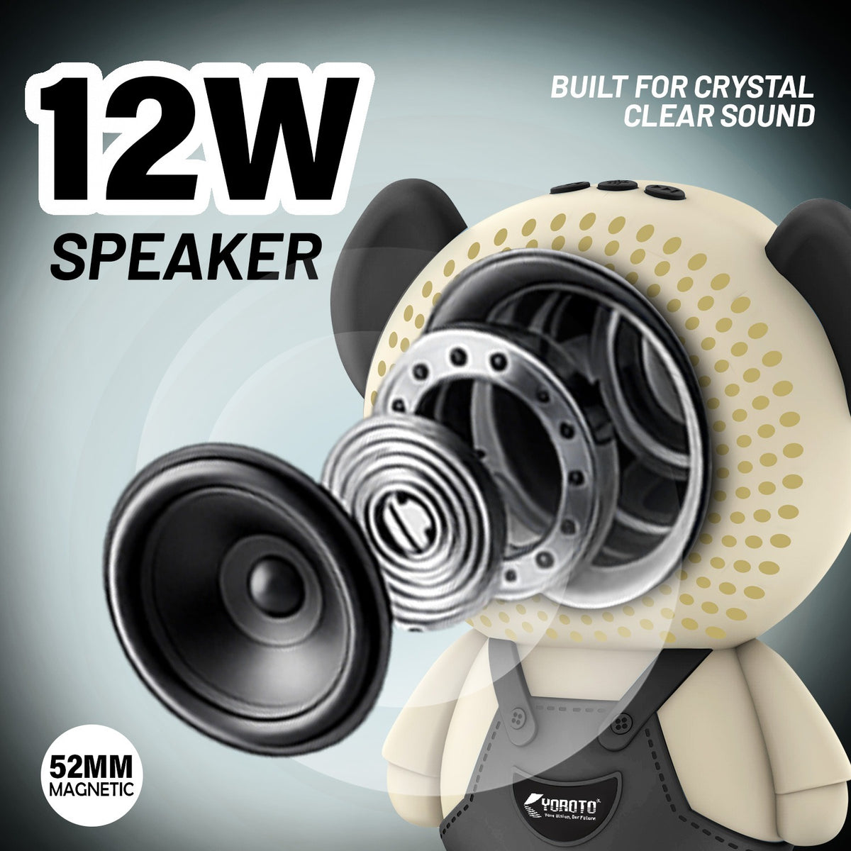 12W Wireless Bluetooth Kids Speaker | 6 Hours Playtime & Kid-Sized Car Sound | Soroo YO-471 – Sky Blue/Pink/Green/Black