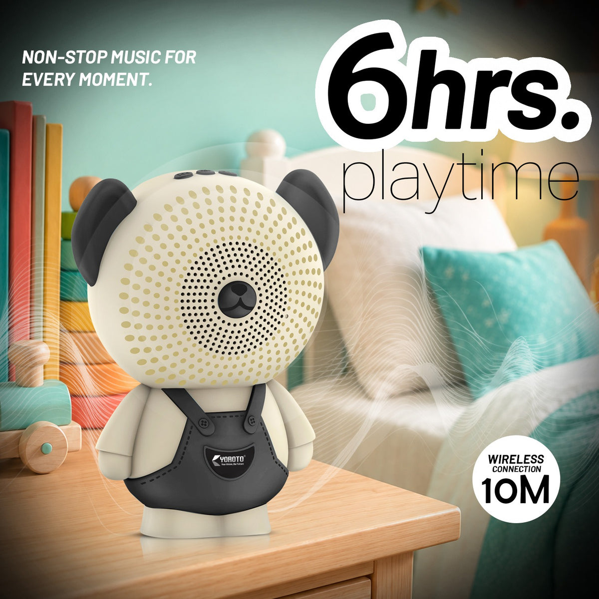 12W Wireless Bluetooth Kids Speaker | 6 Hours Playtime & Kid-Sized Car Sound | Soroo YO-471 – Sky Blue/Pink/Green/Black