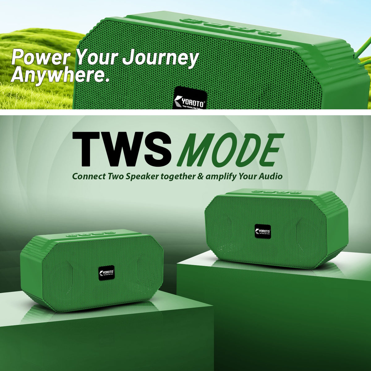 16W Wireless Bluetooth Portable Speaker | 6 Hours Playtime & TWS Mode | Soroo YO-475 – Red/Green/Blue/Black