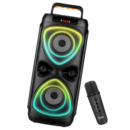 50W Wireless Bluetooth Party Speaker | RGB Lights, TWS & Wireless Mic | Soroo YO-J40 – Black