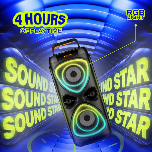 50W Wireless Bluetooth Party Speaker | RGB Lights, TWS & Wireless Mic | Soroo YO-J40 – Black