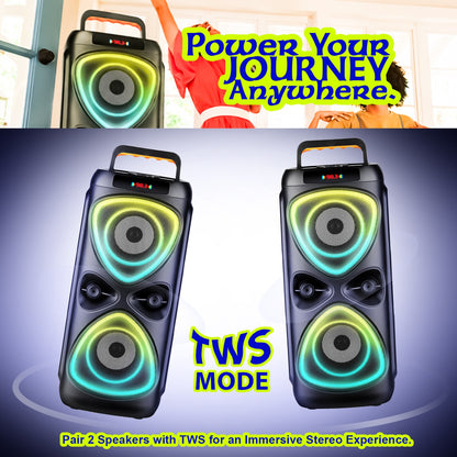 50W Wireless Bluetooth Party Speaker | RGB Lights, TWS & Wireless Mic | Soroo YO-J40 – Black