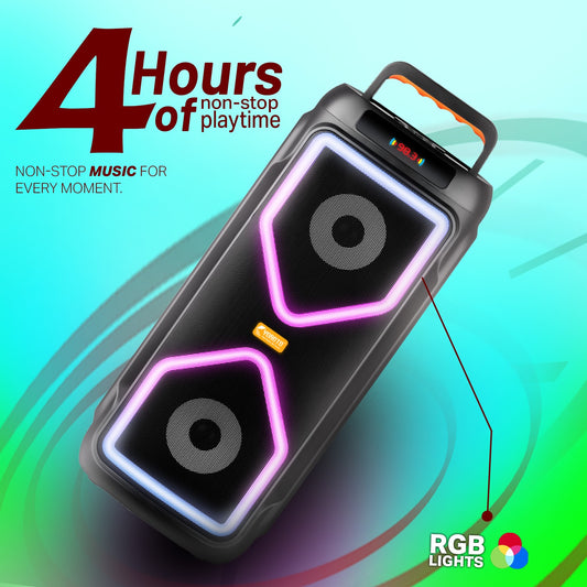 50W Wireless Bluetooth Party Speaker | TWS, FM Mode & Karaoke Wireless Mic | Soroo YO-J41 – Black