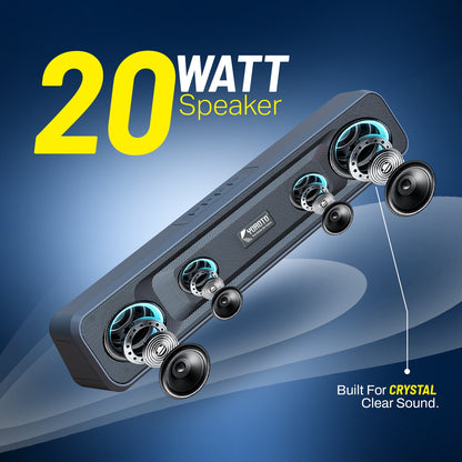 20W Wireless Bluetooth Portable Speaker | 6 Hours Playtime, FM, Bluetooth 5.4 & TWS | Soroo YO-SP23 – Blue/Black/Beige