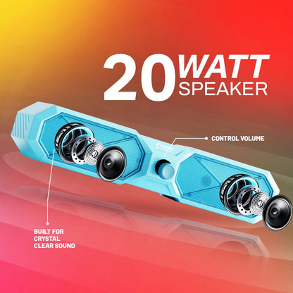 20W Wireless Bluetooth Party Speaker | 6 Hours Playtime, TWS & Multi-Function Switches | Soroo YO-SP44 – Grey/Black/Off White/Sky Blue