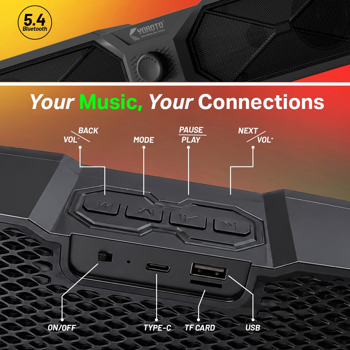 20W Wireless Bluetooth Party Speaker | 6 Hours Playtime, TWS & Multi-Function Switches | Soroo YO-SP44 – Grey/Black/Off White/Sky Blue