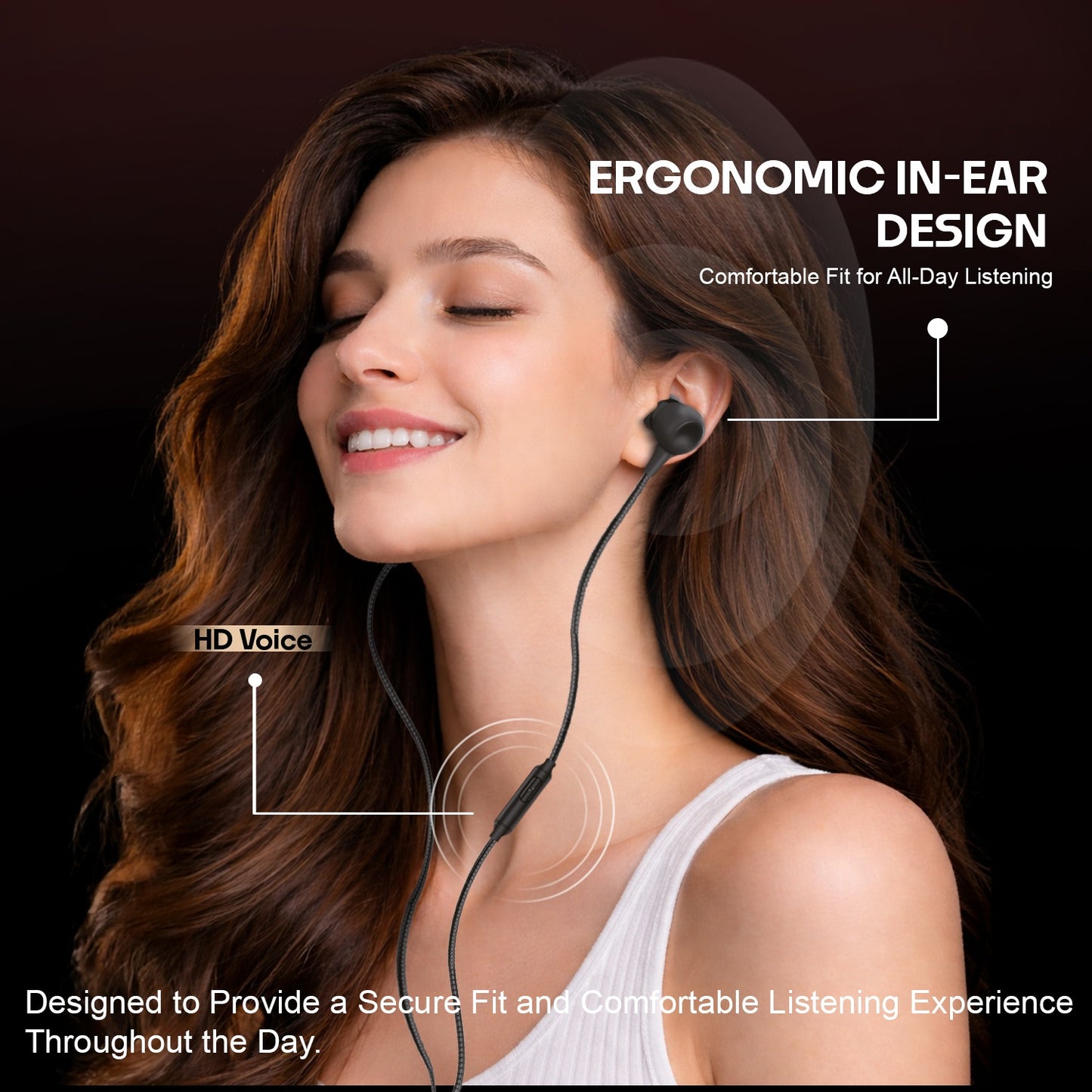 Wired Earphones with Mic 13mm Driver Hi-Fi Sound Type-C SR-A52
