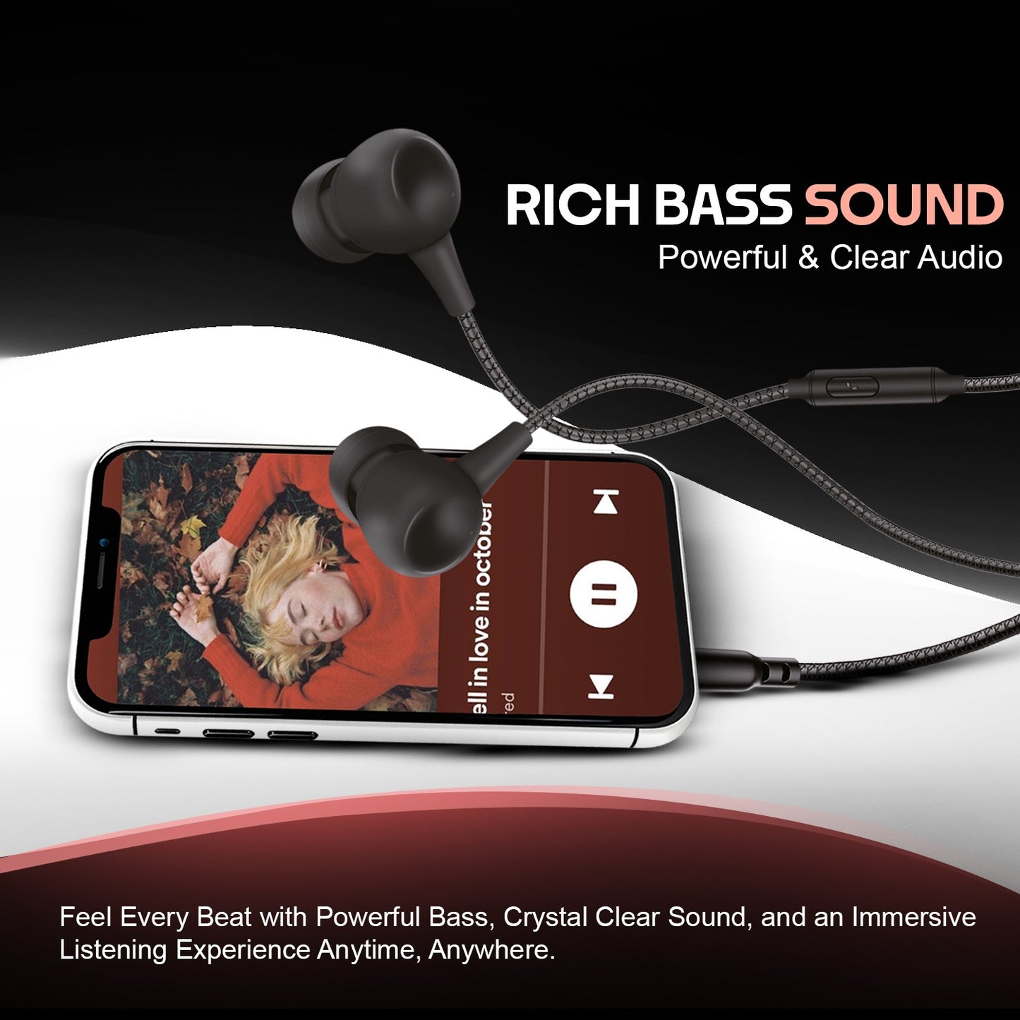 Wired Earphones with Mic 13mm Driver Hi-Fi Sound Type-C SR-A52