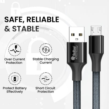 V8 Micro USB Cable | Fast Charging & Data Sync | Soroo SR-DT09V8 – Grey