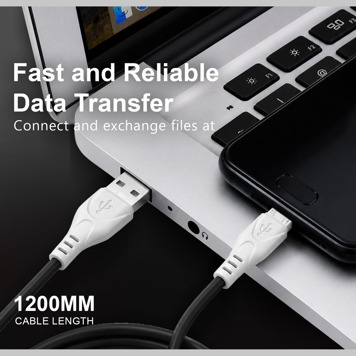 45W Fast Charging USB to V8 Cable | 1.2m Data & Charging Cable | Soroo SR-DT21V8 – Black