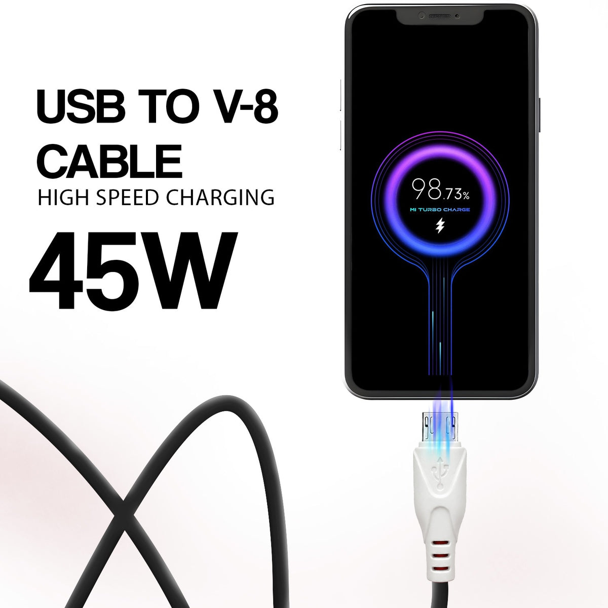 45W Fast Charging USB to V8 Cable | 1.2m Data & Charging Cable | Soroo SR-DT21V8 – Black