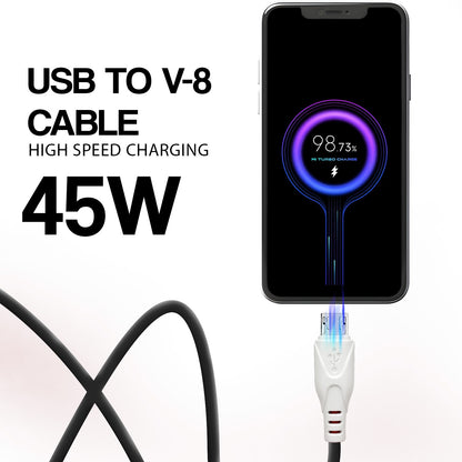 45W Fast Charging USB to V8 Cable | 1.2m Data & Charging Cable | Soroo SR-DT21V8 – Black