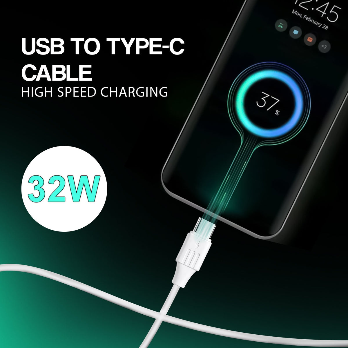 32W Fast Charging Data Cable | Charging & Data Sync Cable | Soroo SR-DTRED2.0 – White