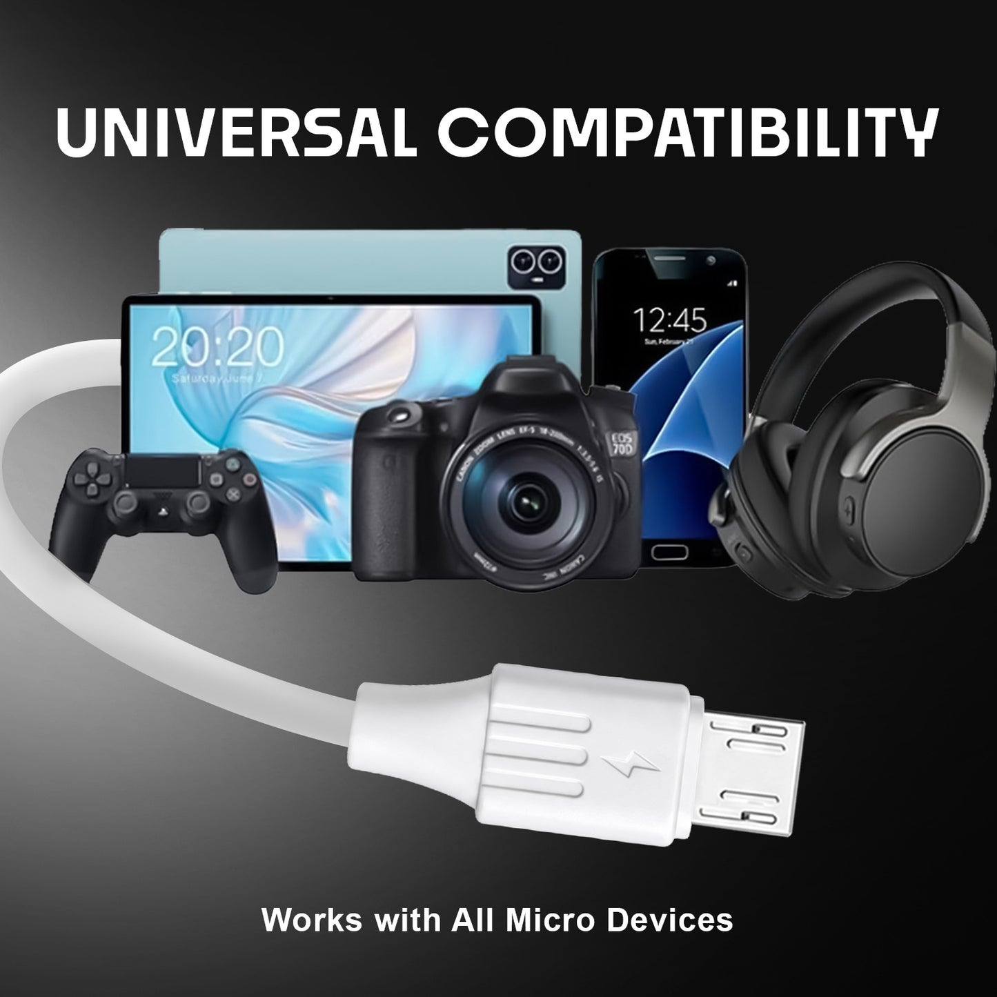 65W Fast Charging V8 Micro USB Cable | Charging & Data Sync Cable | Soroo SR-DTRED2.0V8 – White