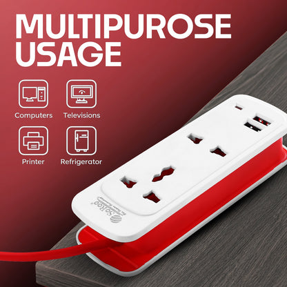 Fast Charging Extension Board 2 Universal Socket 2 USB Port 2 Meter Cable SOROO SR-EX29