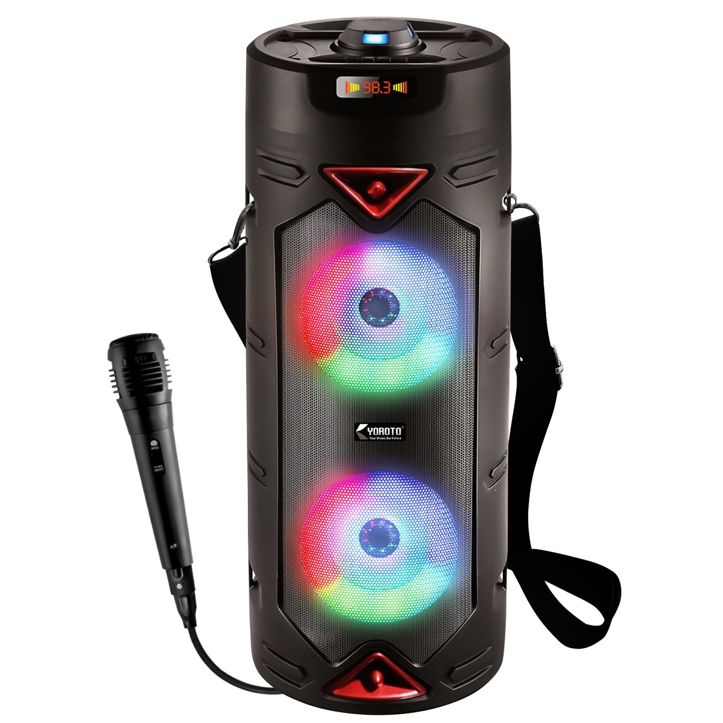 40W Wireless Bluetooth Speaker with RGB Lights | TWS & Karaoke Mic | Soroo YO-J26 – Black
