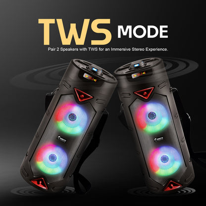 40W Wireless Bluetooth Speaker with RGB Lights | TWS & Karaoke Mic | Soroo YO-J26 – Black