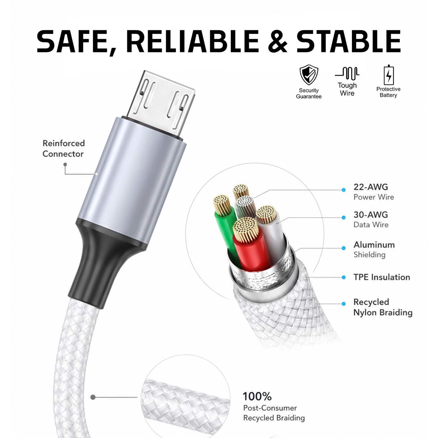 Micro USB Cable V8 | 80W Fast Charging & Data Sync Cable SoRoo SR-DT22V8