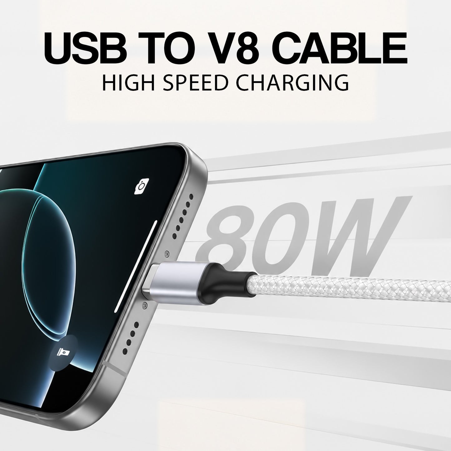 Micro USB Cable V8 | 80W Fast Charging & Data Sync Cable SoRoo SR-DT22V8