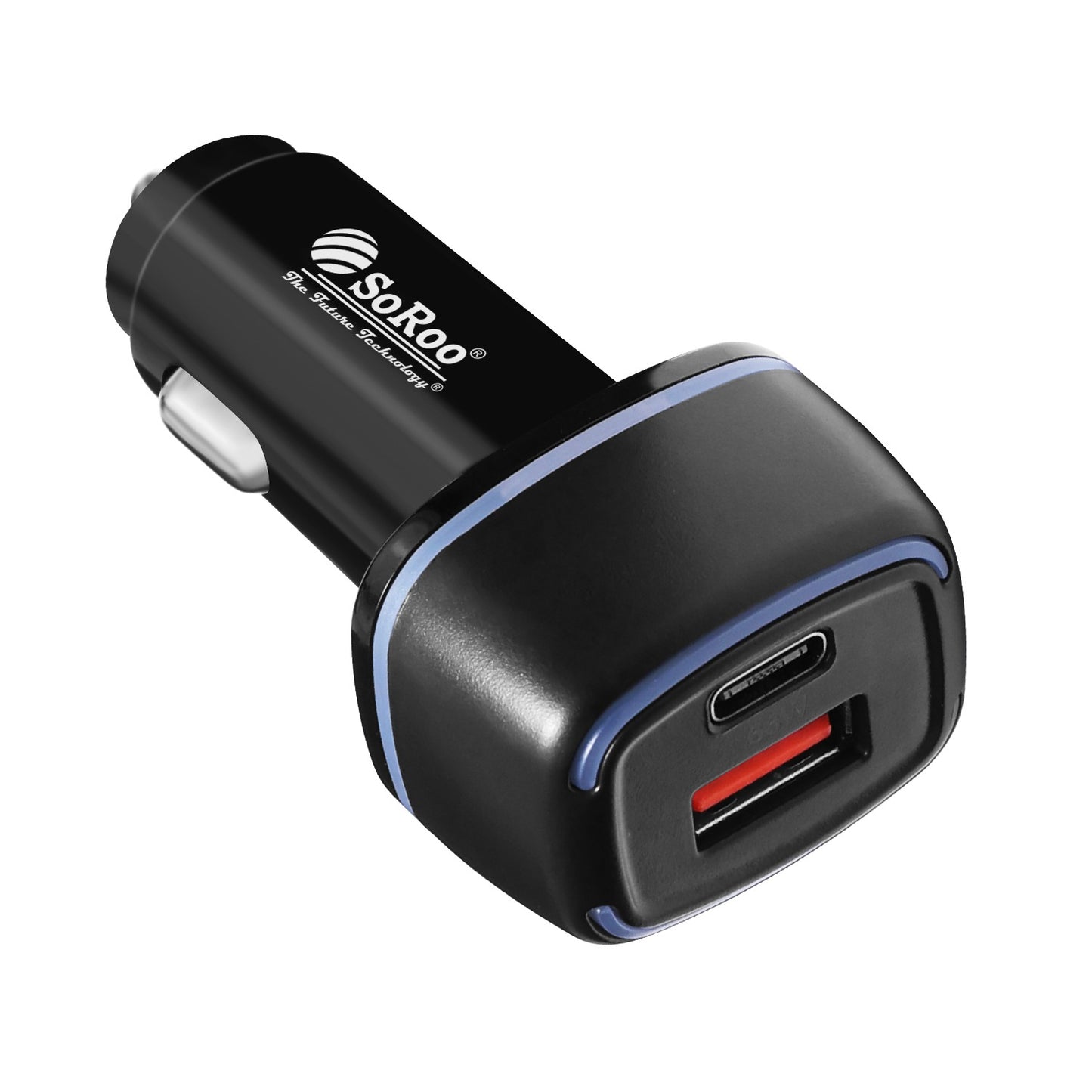 Car Charger Turbo Dual USB Type A Type C 66W Fast Charging Black SoRoo C 19