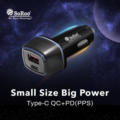 Car Charger Turbo Dual USB Type A Type C 66W Fast Charging Black SoRoo C 19