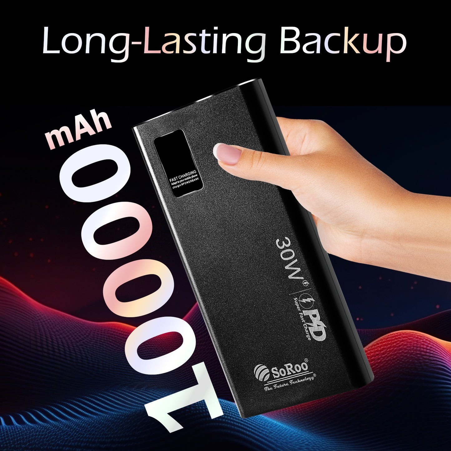 Power Bank Fast Charging Ultra Compact 10000mAh 30W SoRoo Future – Pocket Size Lithium Polymer Battery (Black) PB166