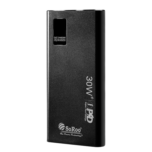 Power Bank Fast Charging Ultra Compact 10000mAh 30W SoRoo Future – Pocket Size Lithium Polymer Battery (Black) PB166