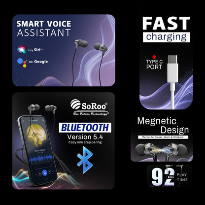 Neckband Wireless Bluetooth Black 92Hr ENC SoRoo Future Neckband I-BAND-40