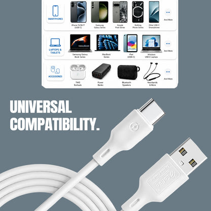 USB to Type-C Data Cable | 24W Fast Charging, 1.2m Length SoRoo SR-DT-RED-TC White