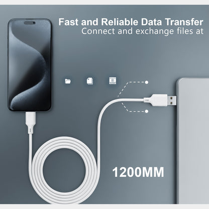 USB to Type-C Data Cable | 24W Fast Charging, 1.2m Length SoRoo SR-DT-RED-TC White